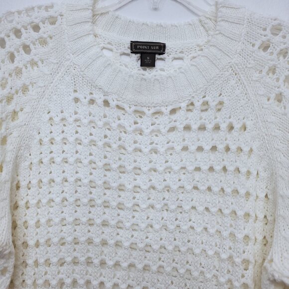 J. Crew Point Sur White Open Rope Knit Fisherman Knot Sweater Size Small - Picture 5 of 11
